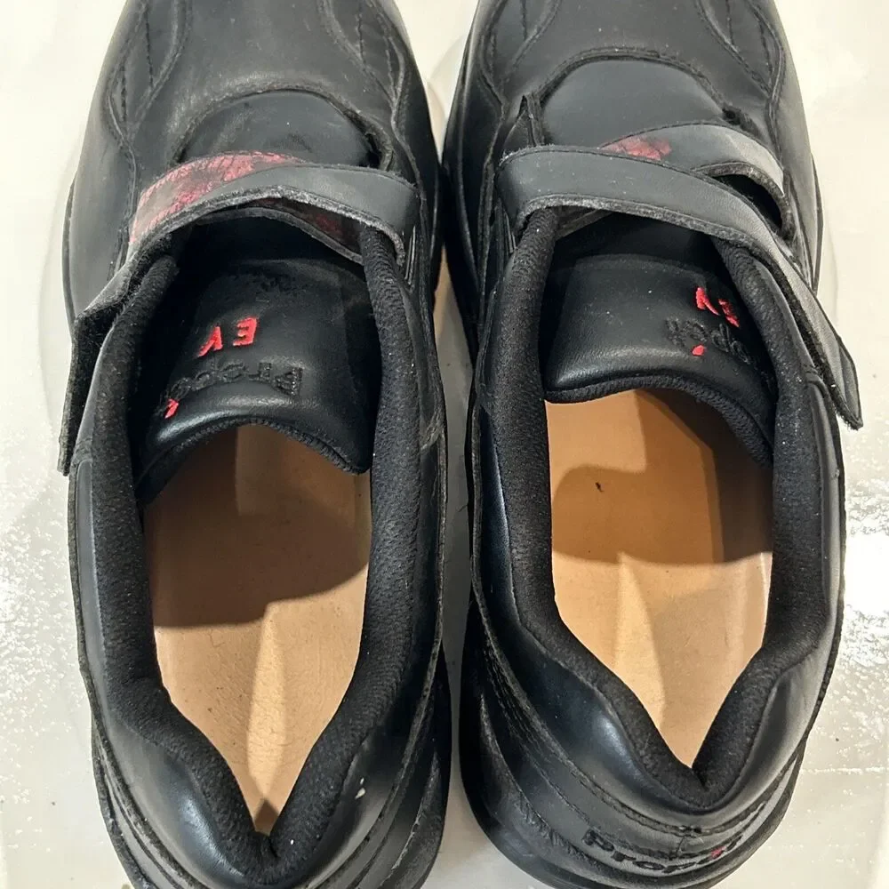 Propet Ped Walker Men 11 5E Wide Strap Orthotic Shoes Black Leather Sneakers